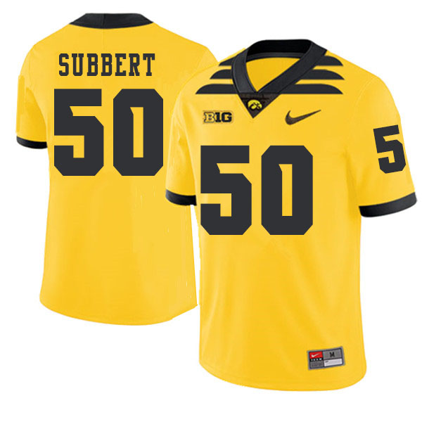 2019 Men #50 Jackson Subbert Iowa Hawkeyes College Football Alternate Jerseys Sale-Gold